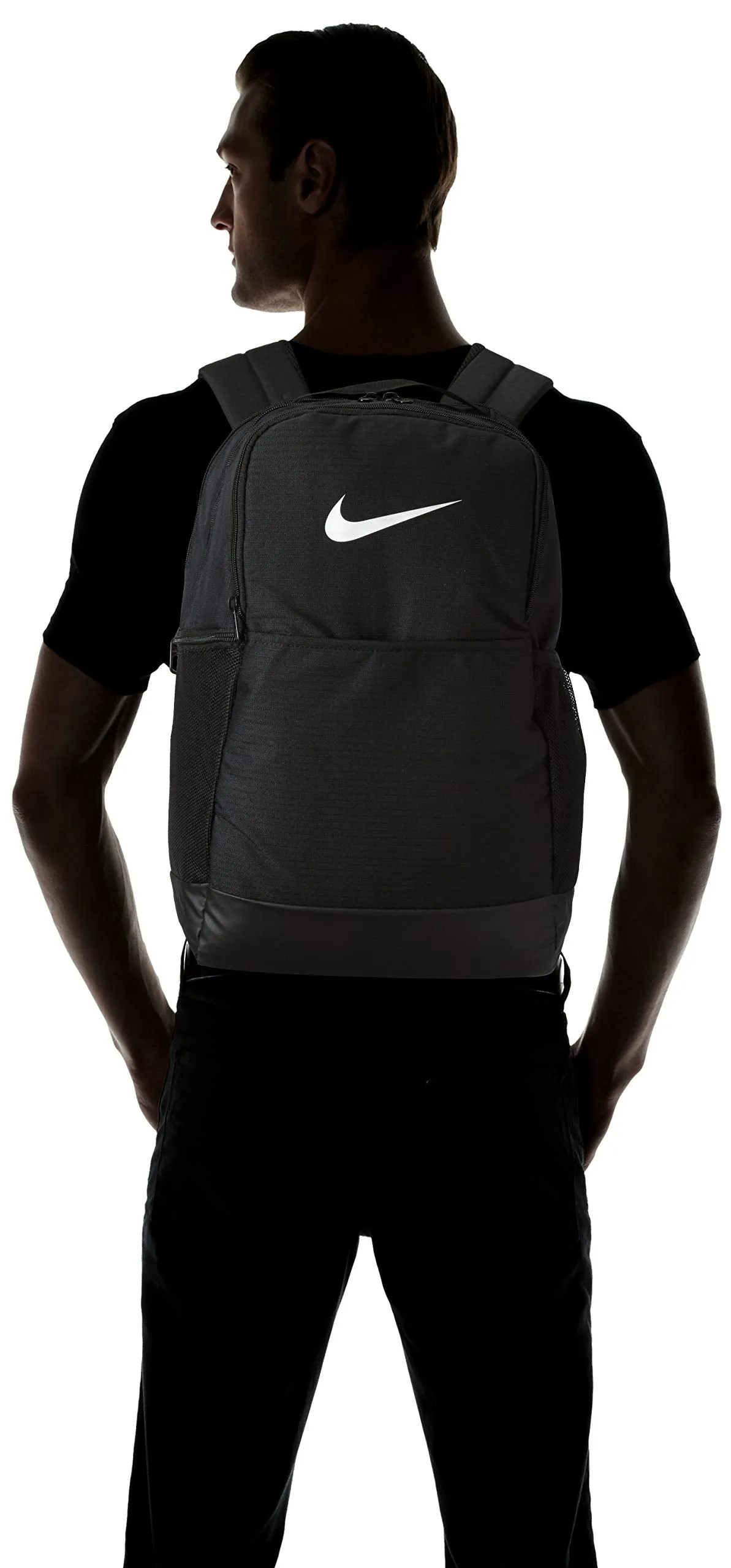 Nike Brasilia Medium Training Backpack, Nike Backpack for Women and Men with Secure Storage & Water Resistant Coating, Black/Black/White