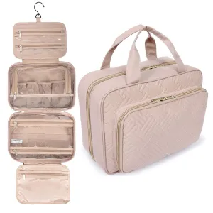 Pink Hanging Toiletry Bag Makeup Bag Travel Organizer Set - Portable, Multi-Compartment Storage for Cosmetics and Toiletries