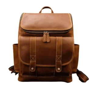 Retro Vintage Leather Backpack Weekender Travel Bag For Men