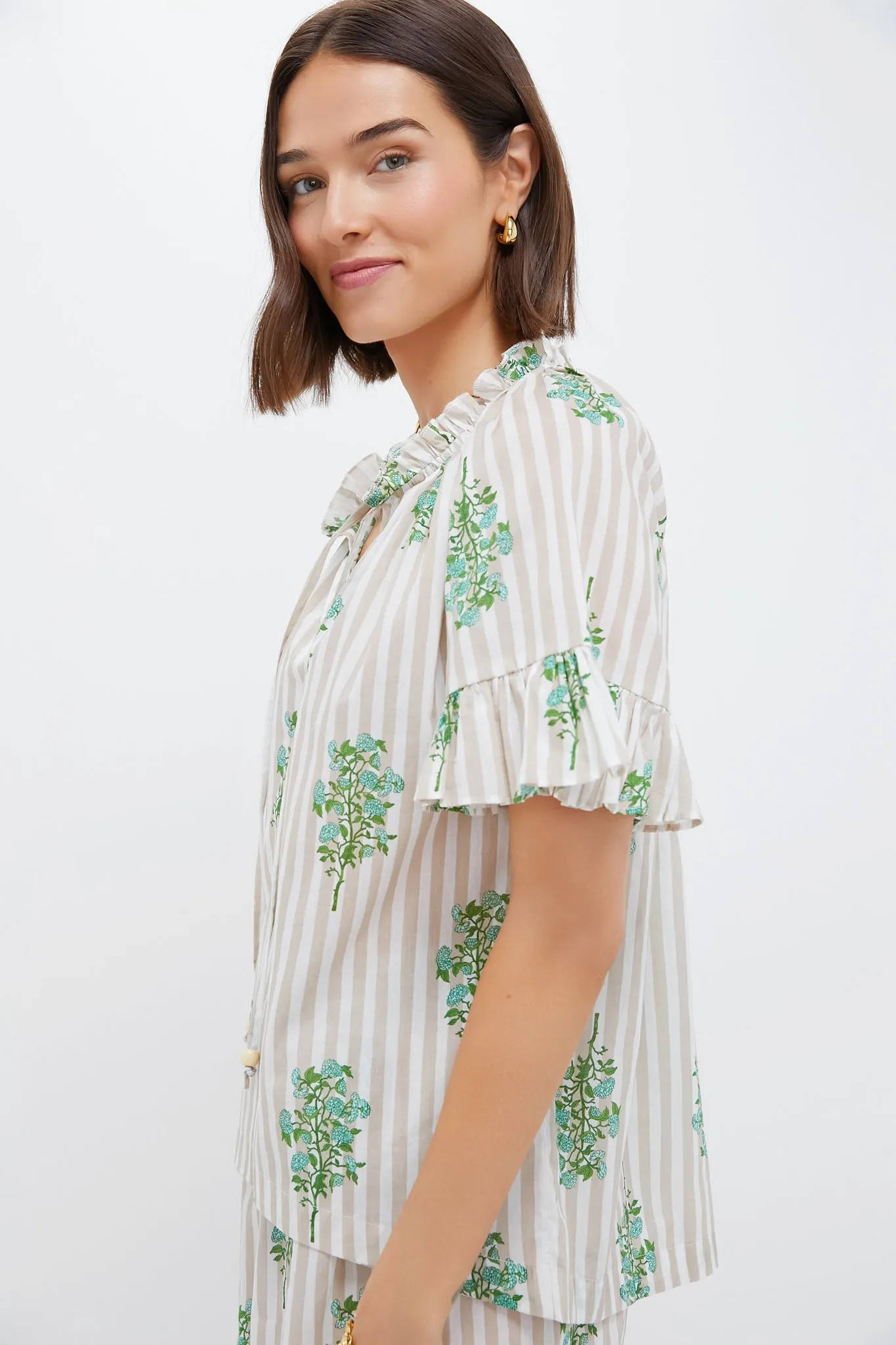 Sand Striped Bouquet Cassis Top