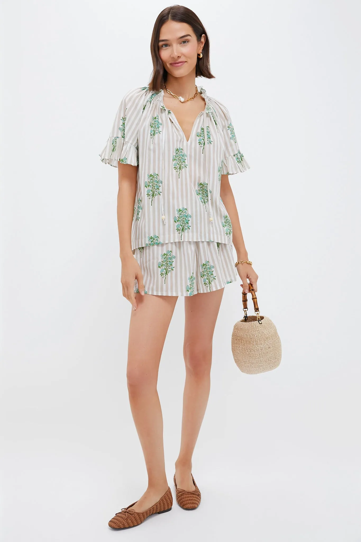 Sand Striped Bouquet Cassis Top