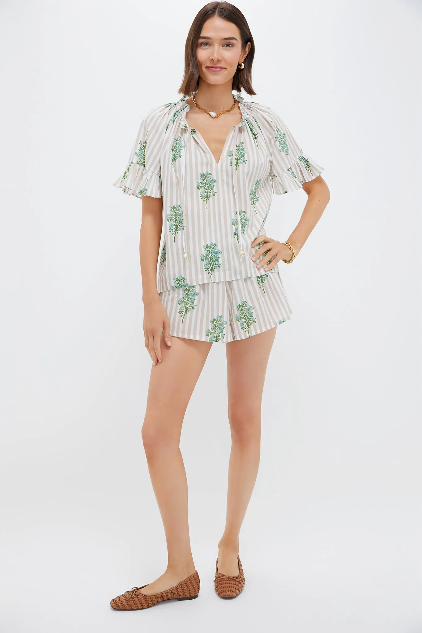 Sand Striped Bouquet Cassis Top