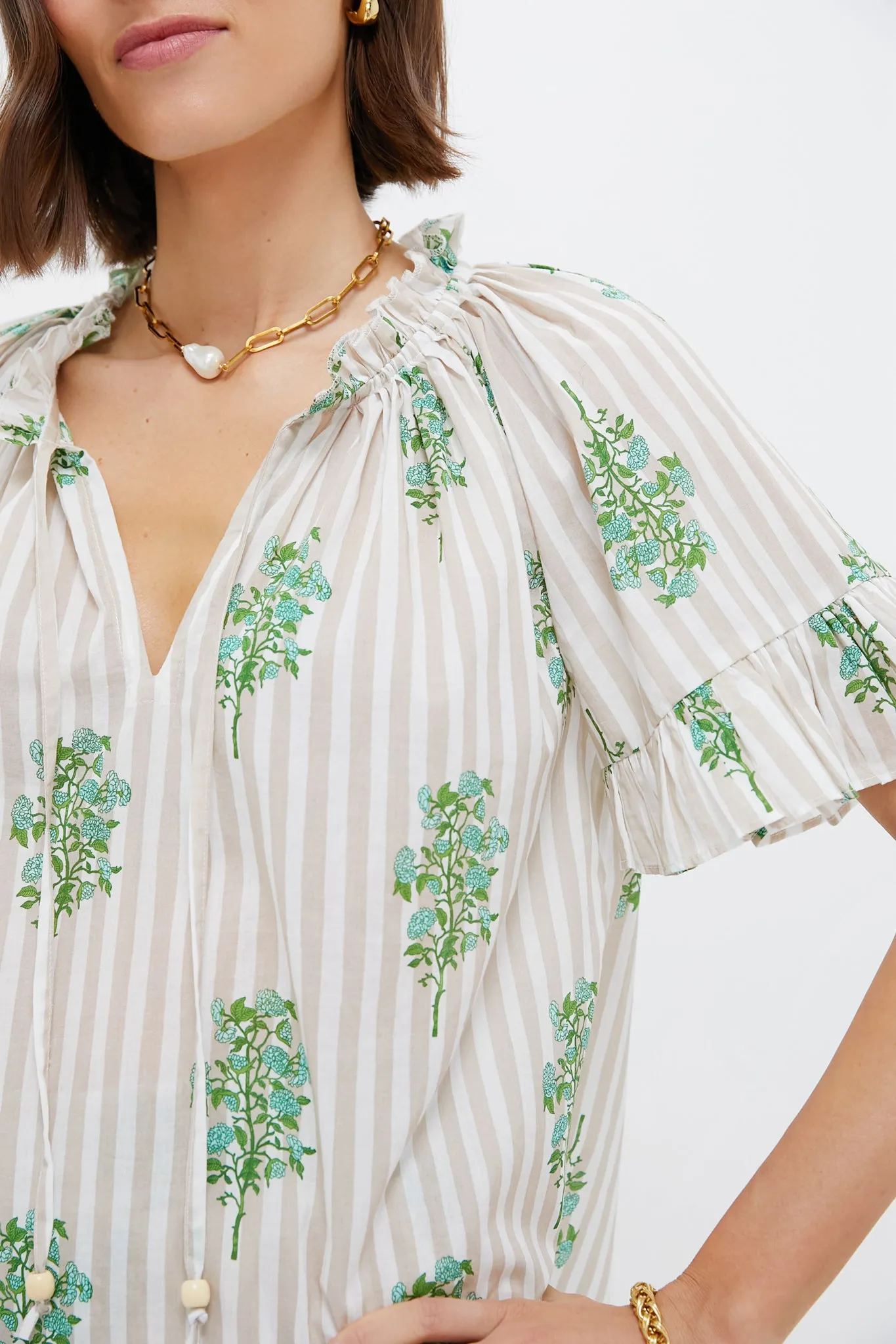 Sand Striped Bouquet Cassis Top