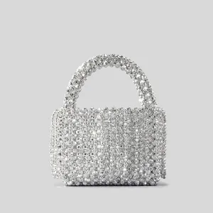 Sparkling Silver Bucket Tassel Handbag Handmade Chic - 2 Sizes