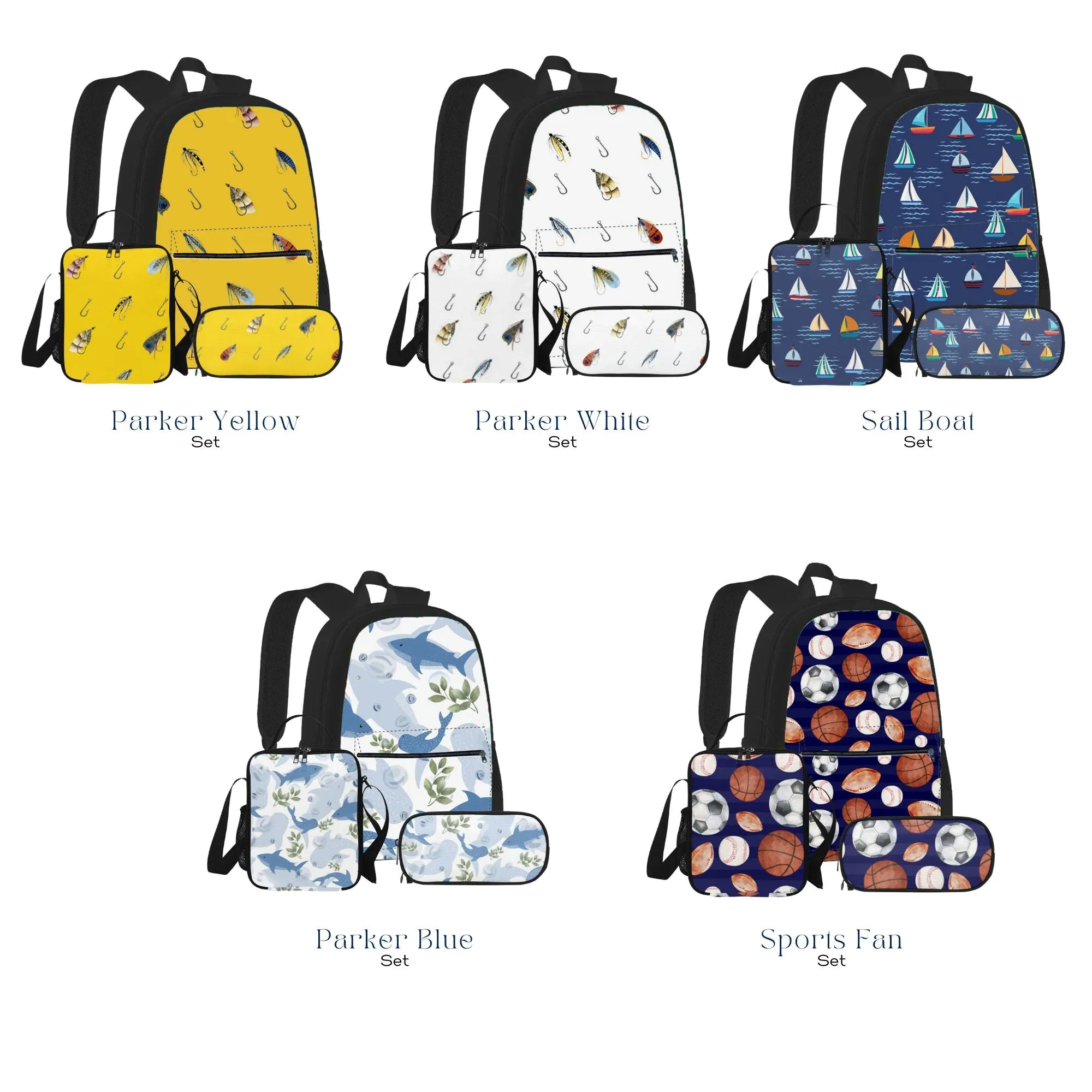 Sports Fan Set - Durable Backpack, Lunch Bag, and Pencil Case for Him