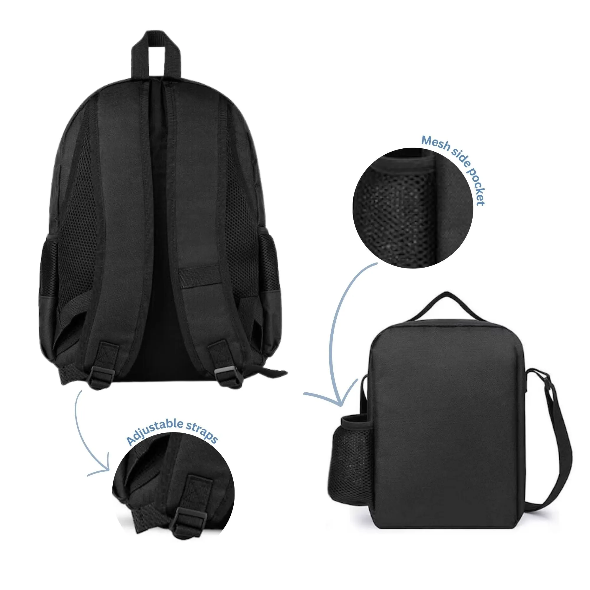 Sports Fan Set - Durable Backpack, Lunch Bag, and Pencil Case for Him