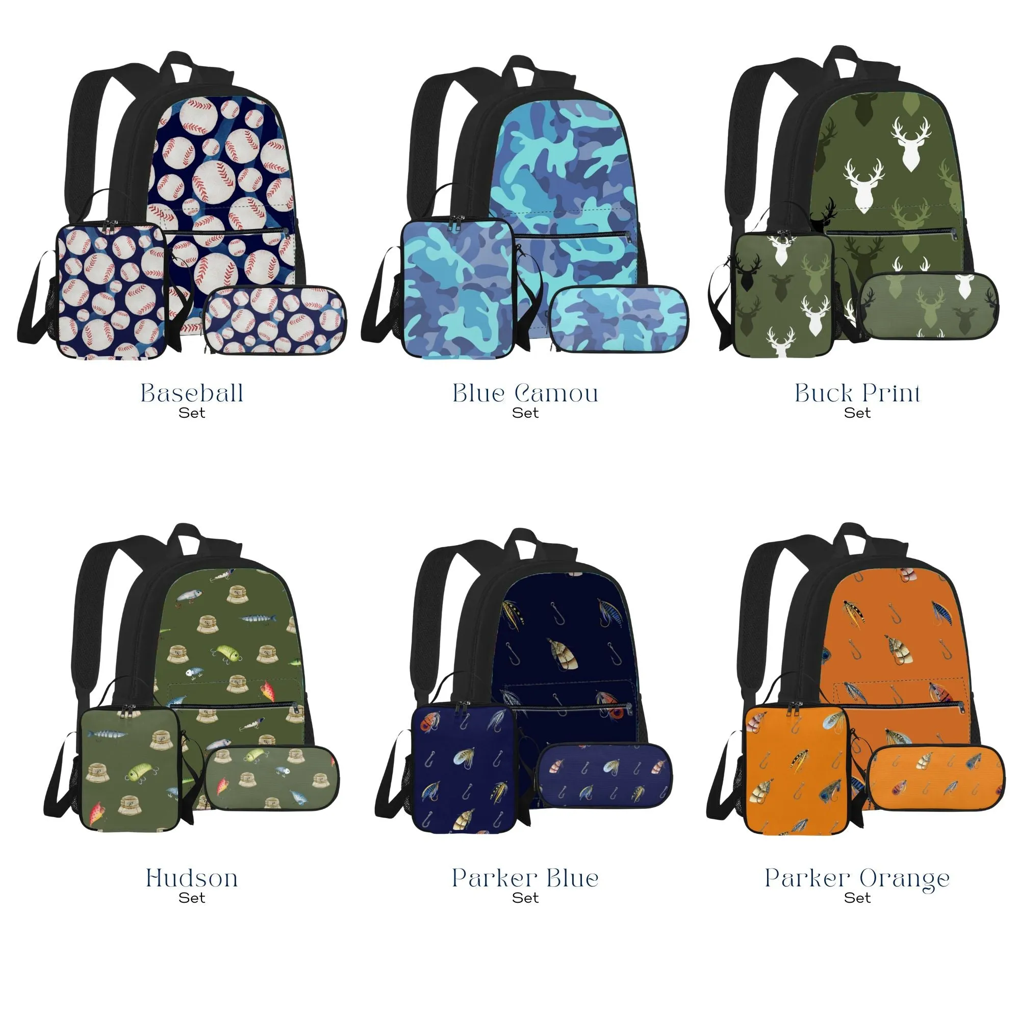 Sports Fan Set - Durable Backpack, Lunch Bag, and Pencil Case for Him
