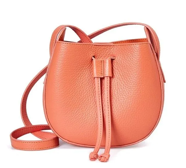 Stylish Soft Leather Half Circle Mini Bucket Tassel Crossbody
