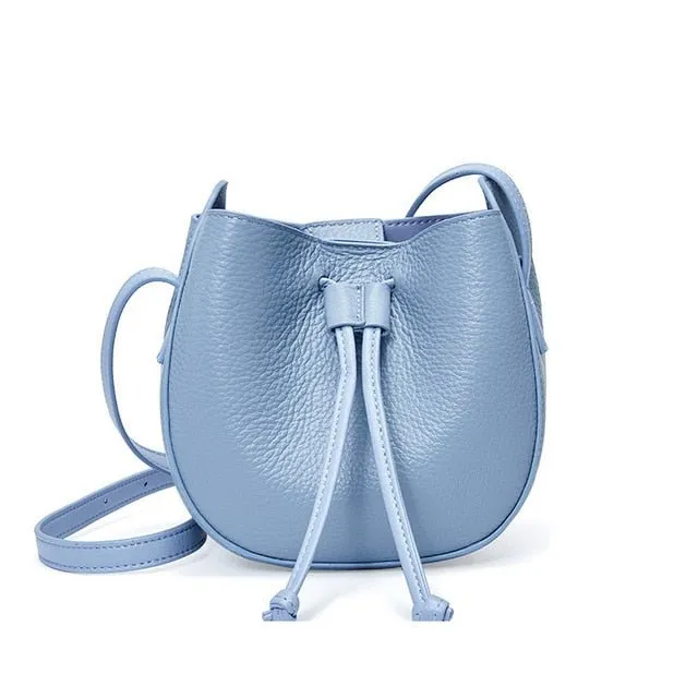Stylish Soft Leather Half Circle Mini Bucket Tassel Crossbody