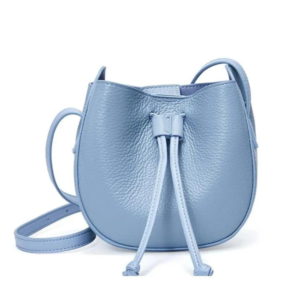 Stylish Soft Leather Half Circle Mini Bucket Tassel Crossbody