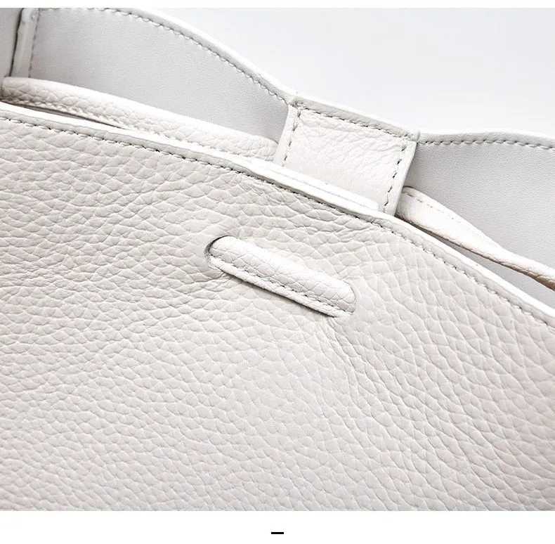 Stylish Soft Leather Half Circle Mini Bucket Tassel Crossbody