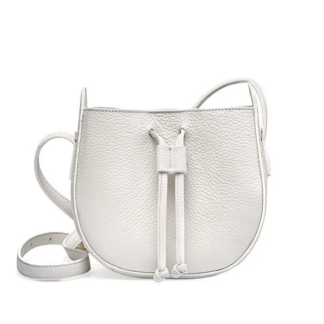 Stylish Soft Leather Half Circle Mini Bucket Tassel Crossbody