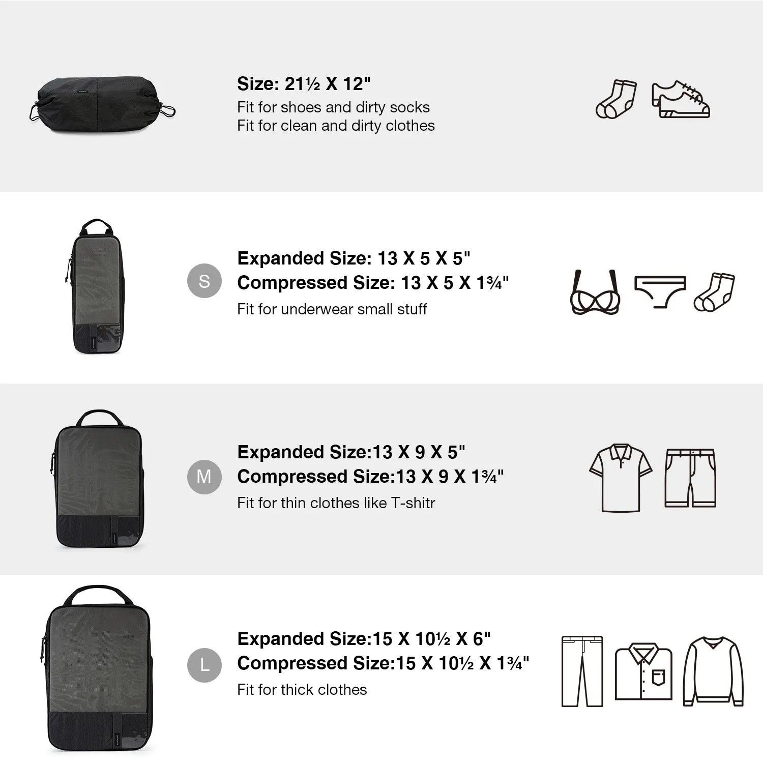 Travel Compression Packing Cubes