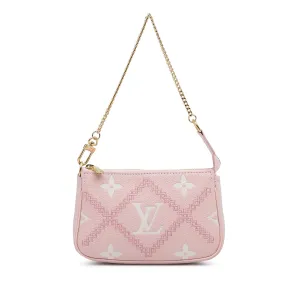 Trendy Inspired Louis Vuitton Broderies Pochette Accessoires Mini Pink Giant Monogram Empreinte