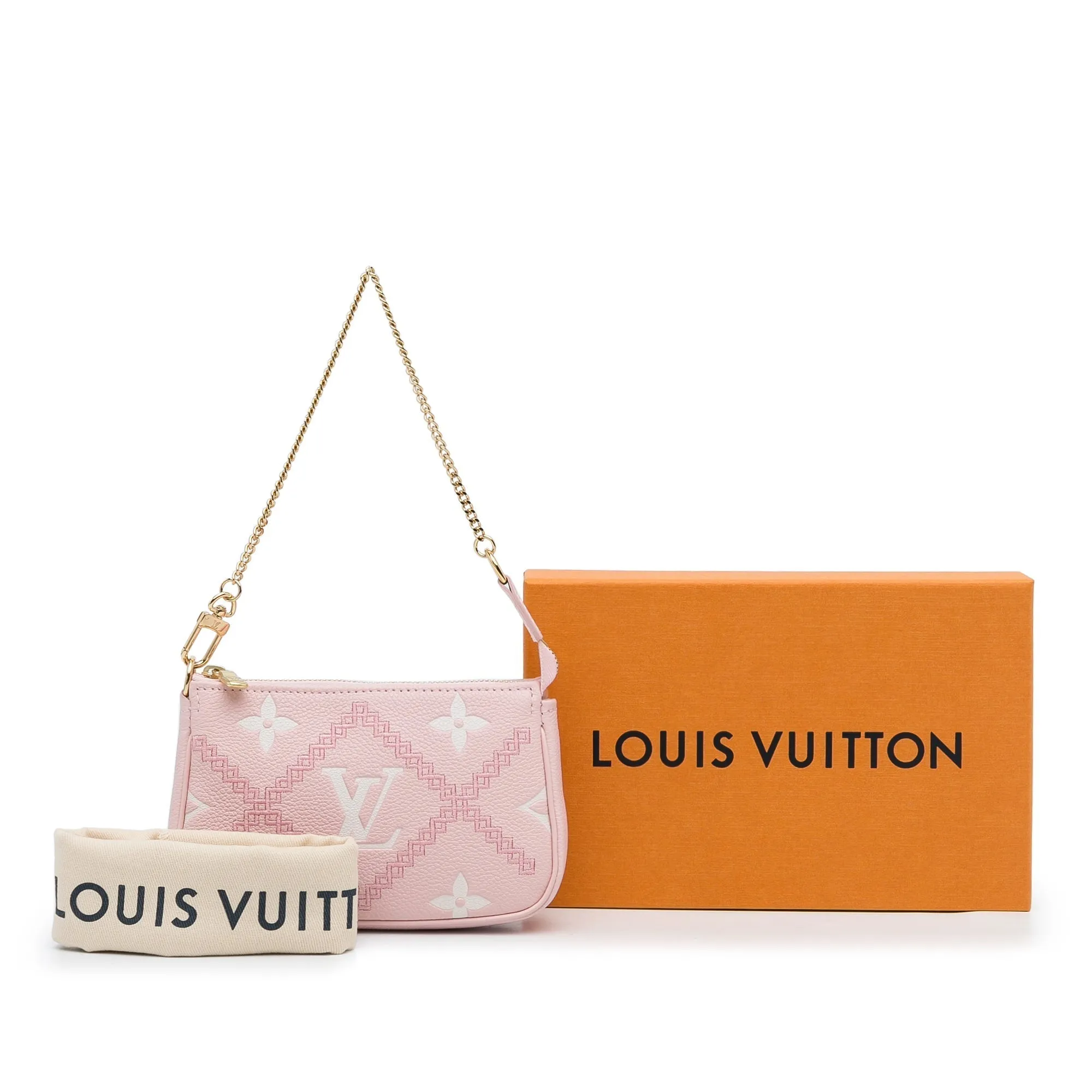 Trendy Inspired Louis Vuitton Broderies Pochette Accessoires Mini Pink Giant Monogram Empreinte