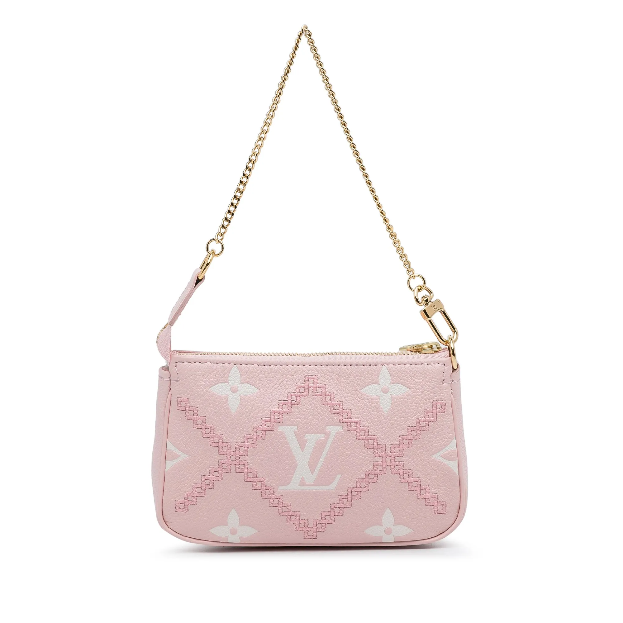 Trendy Inspired Louis Vuitton Broderies Pochette Accessoires Mini Pink Giant Monogram Empreinte