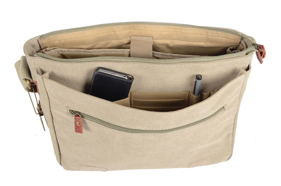 Troop Cotton Khaki Laptop Messenger Bag